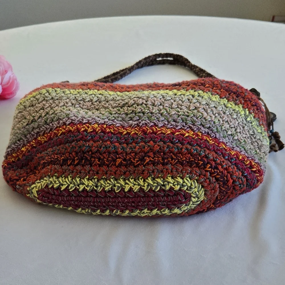 The Sak Sakroots Happy & Free Multi Colored Crocheted Hobo Shoulder Handbag